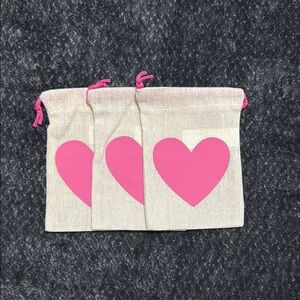 Pink Heart Burlap Baggies